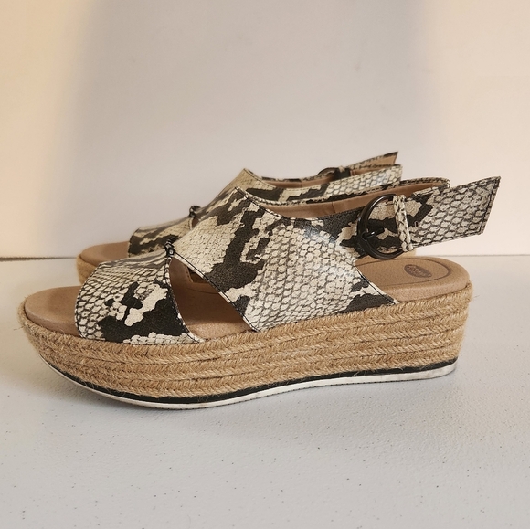 Dr. Scholl's Catch 22 Wedge Espadrille Sandals White Snakeskin Shoes Size 6.5 - Picture 2 of 11